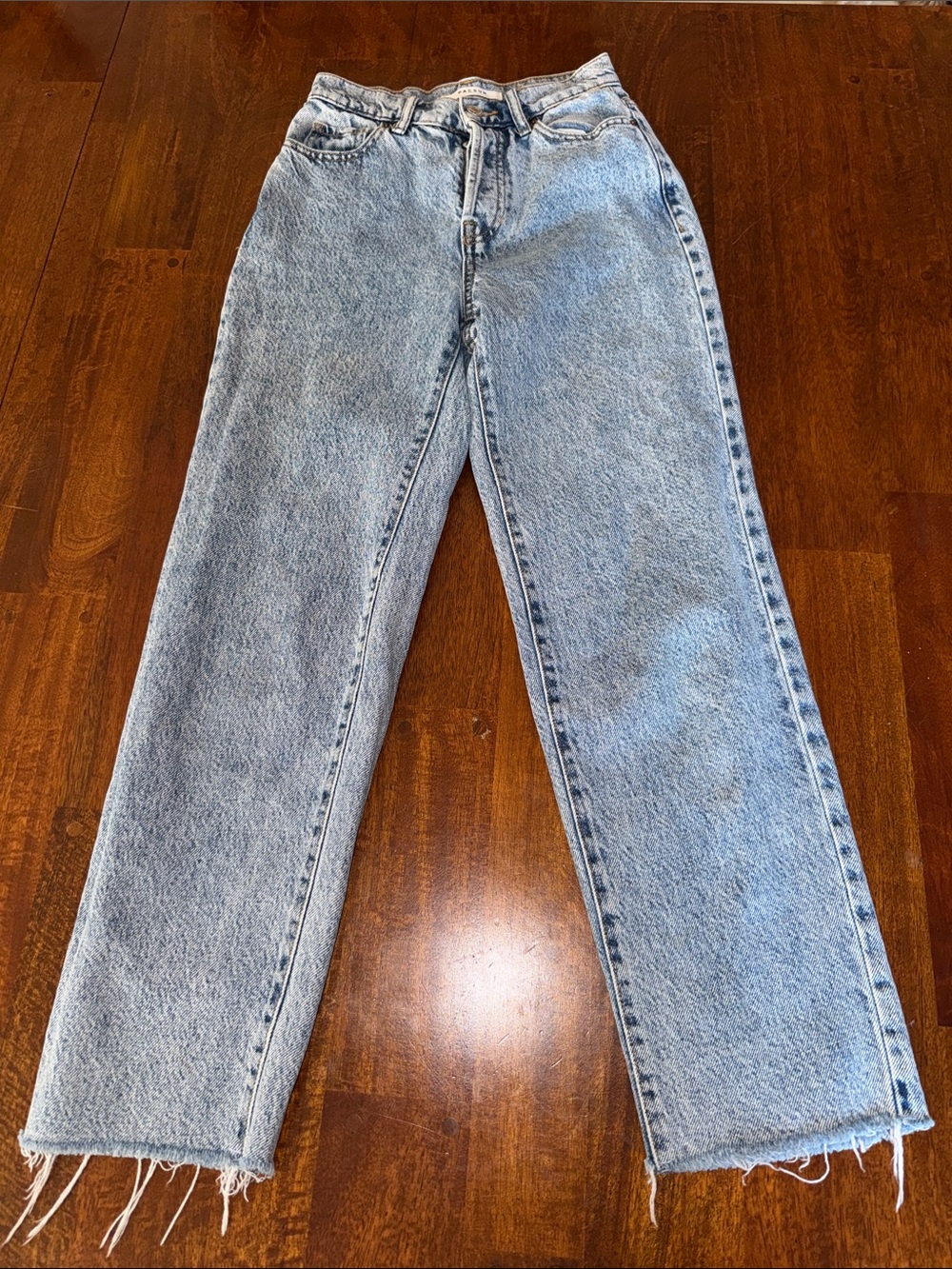 Pacsun Light Wash High-Rise Straight Leg Jeans w/ Quadruple Button